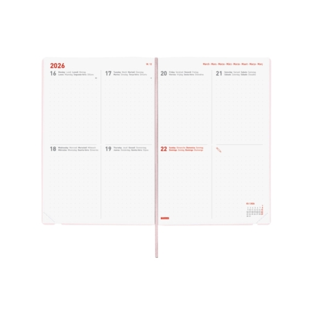 Agenda escolar 2025-2026 Finocam 16 meses Dotted Y10 semana vista rosa
