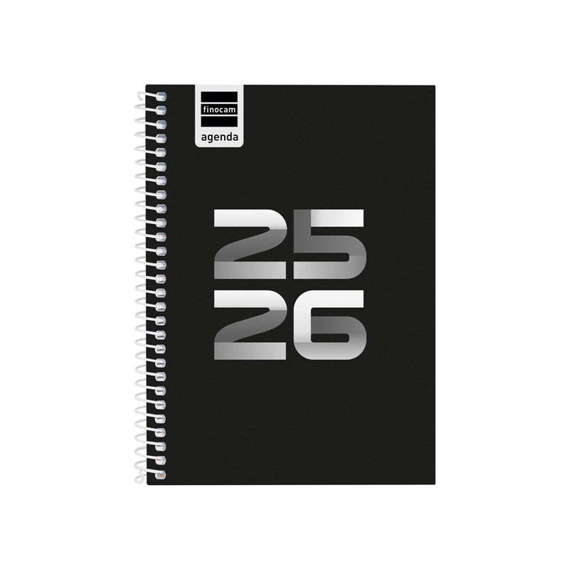 Agenda escolar 2025-2026 Finocam Cool 1/8 semana vista negro