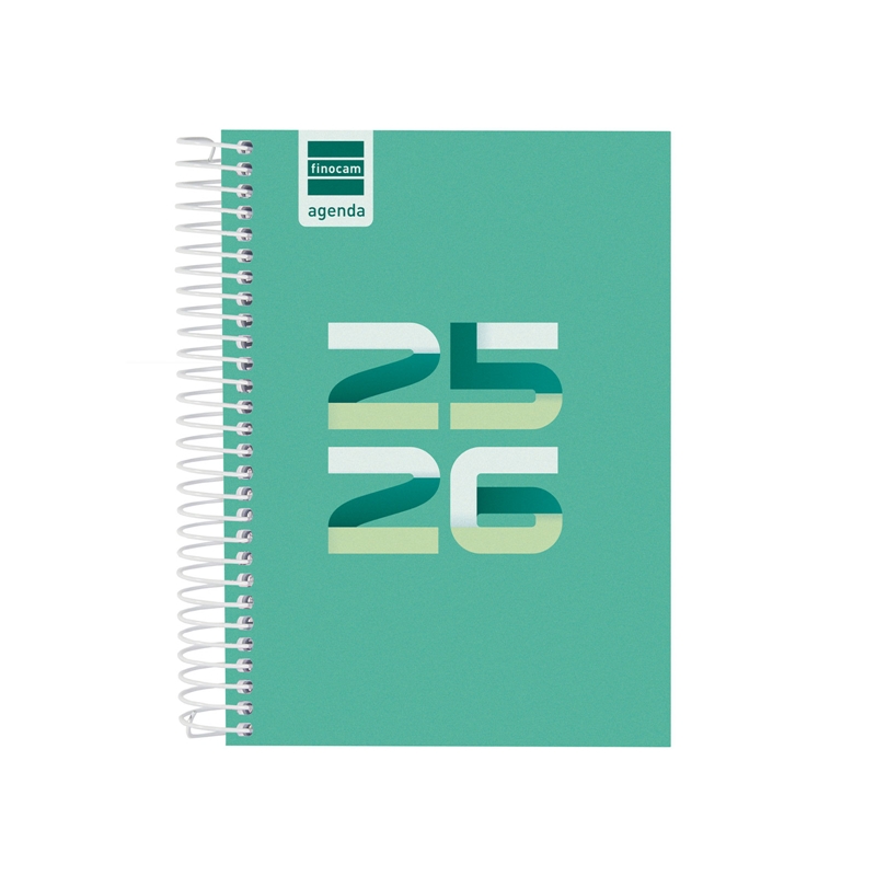 Agenda escolar 2025-2026 Finocam Cool 1/8 día página verde