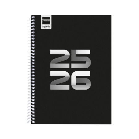Agenda escolar 2025-2026 Finocam Cool 1/4 semana vista negro