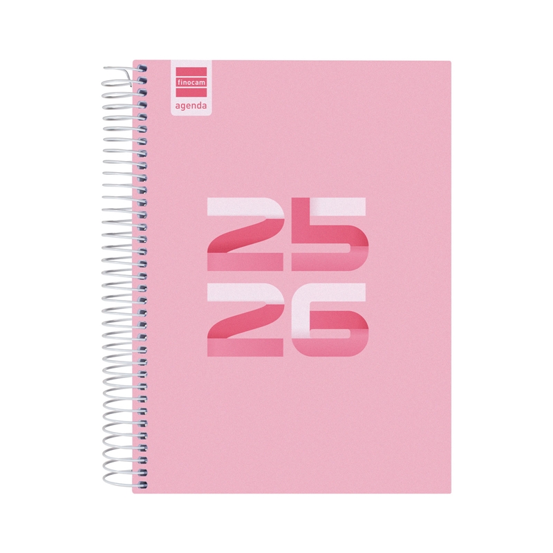 Agenda escolar 2025-2026 Finocam Cool 1/4 día página rosa