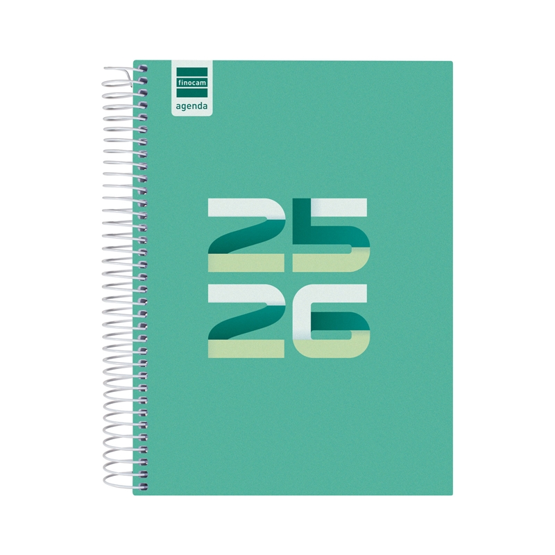 Agenda escolar 2025-2026 Finocam Cool 1/4 día página verde