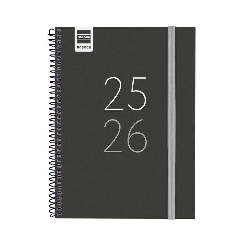 Agenda escolar 2025-2026 Finocam Secundaria 1/4 semana vista negro