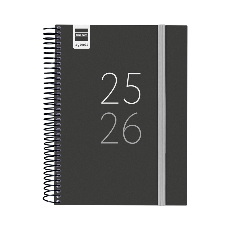 Agenda escolar 2025-2026 Finocam Secundaria 1/4 día página negro