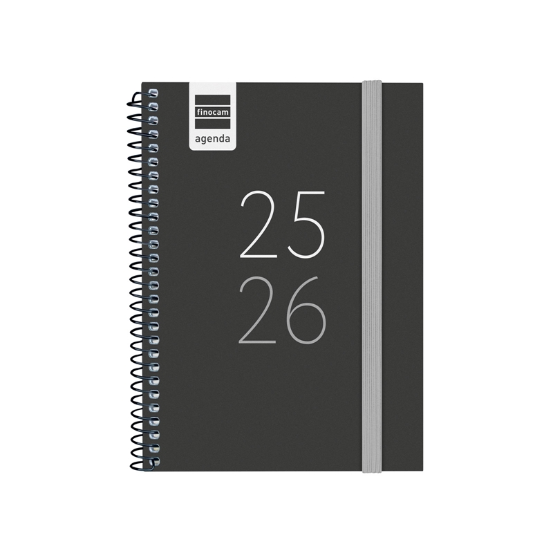 Agenda escolar 2025-2026 Finocam Secundaria 1/8 semana vista negro euskera