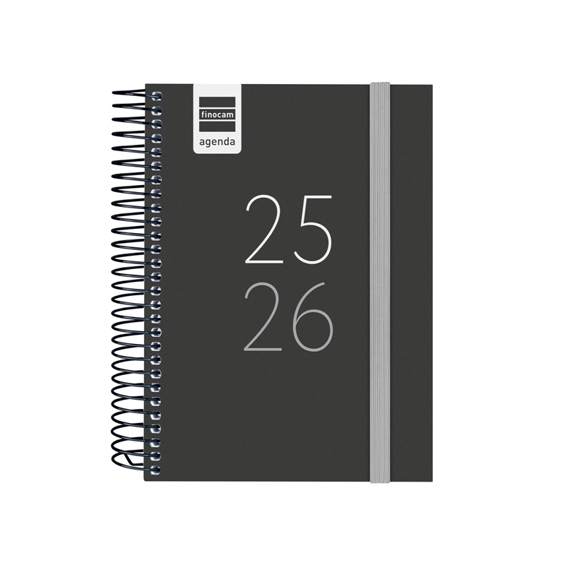 Agenda escolar 2025-2026 Finocam Secundaria 1/8 día página negro euskera