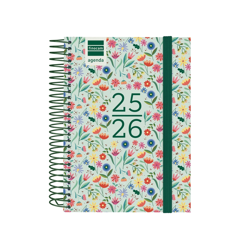 Agenda escolar 2025-2026 Finocam Secundaria 1/8 día página fiori euskera