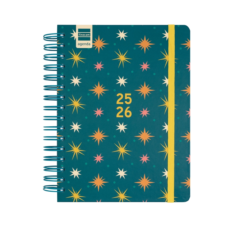Agenda escolar 2025-2026 Finocam Cosmo 1/4 día página stars