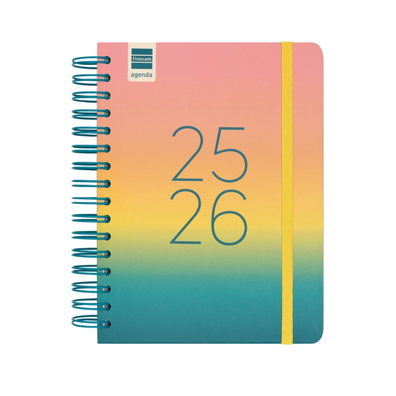 Agenda escolar 2025-2026 Finocam Cosmo 1/4 día página iris
