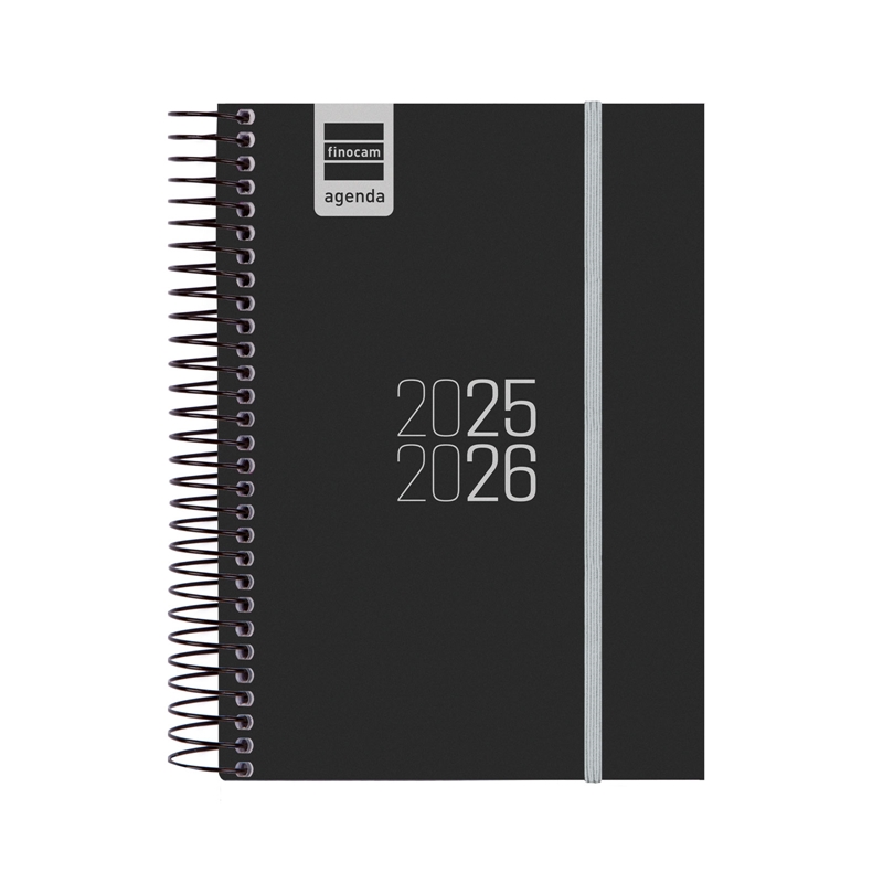 Agenda escolar 2025-2026 Finocam Espir E8 día página negro