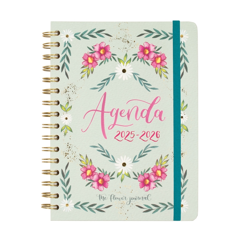 Agenda escolar 2025-2026 Finocam The Flower Journal E10 semana vista verde