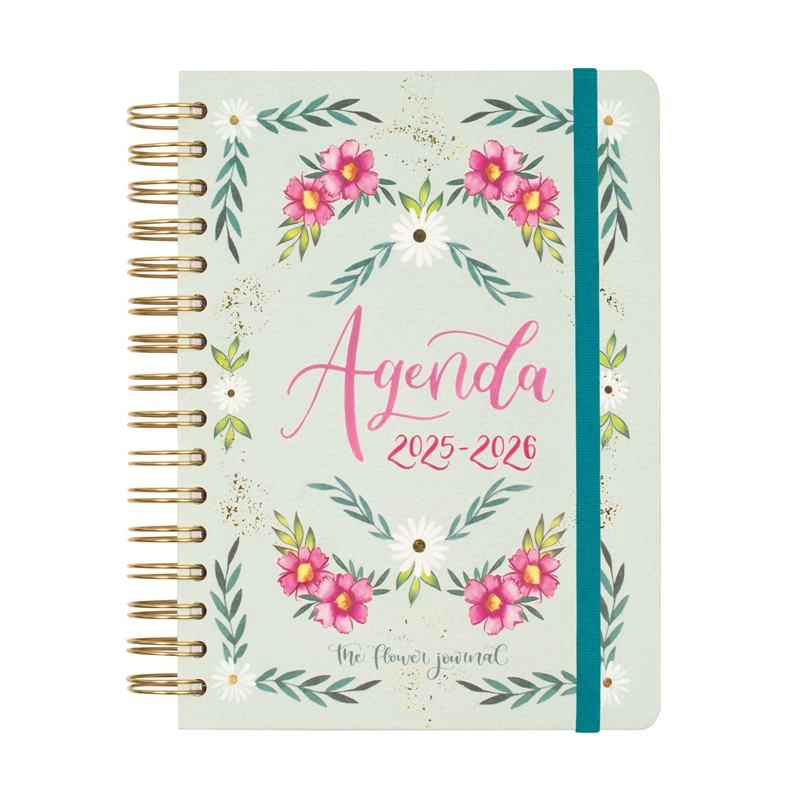 Agenda escolar 2025-2026 Finocam The Flower Journal E10 día página verde