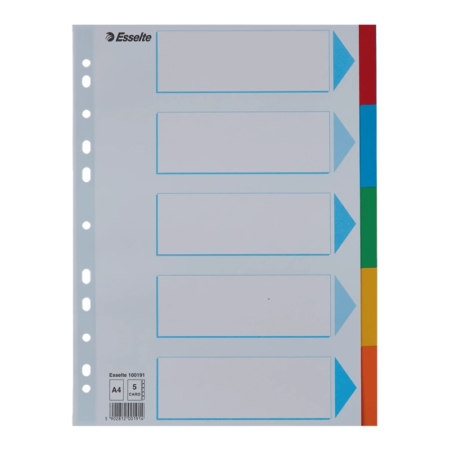 Juego de separadores de cartón A4 con 5 posiciones Esselte