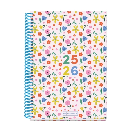 Agenda escolar 2025-2026 Miquelrius Plus semana vista Flowery
