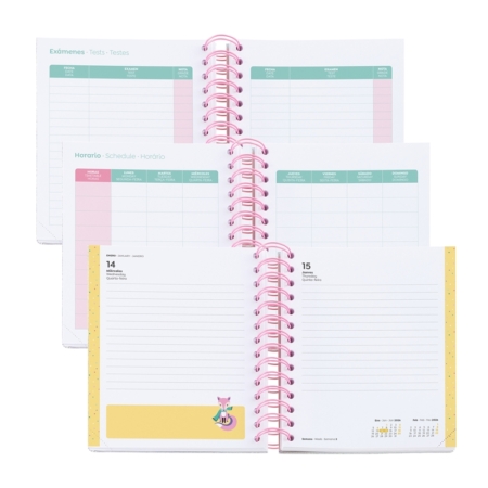 Agenda escolar 2025-2026 Miquelrius B2F día página rosa glitter