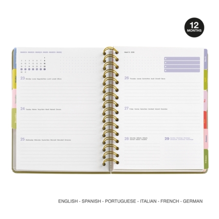 Agenda escolar 2025-2026 Miquelrius Plus semana vista Anne Lehman Happy flowers
