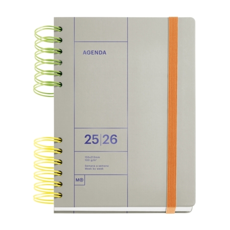 Agenda escolar 2025-2026 Miquelrius Plus semana vista B2B gris
