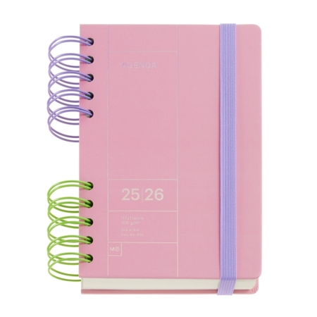 Agenda escolar 2025-2026 Miquelrius Activa día página B2B rosa
