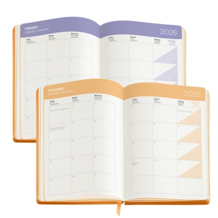 Agenda escolar 2025-2026 Miquelrius 14x19 16 meses semana vista B2B naranja