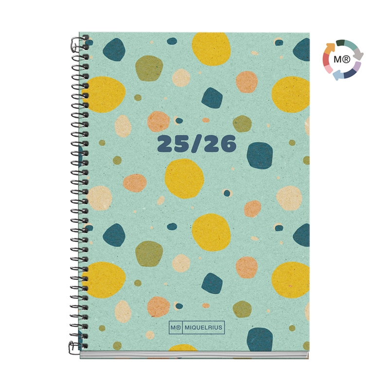 Agenda escolar 2025-2026 Miquelrius Activa día página eco Confetti