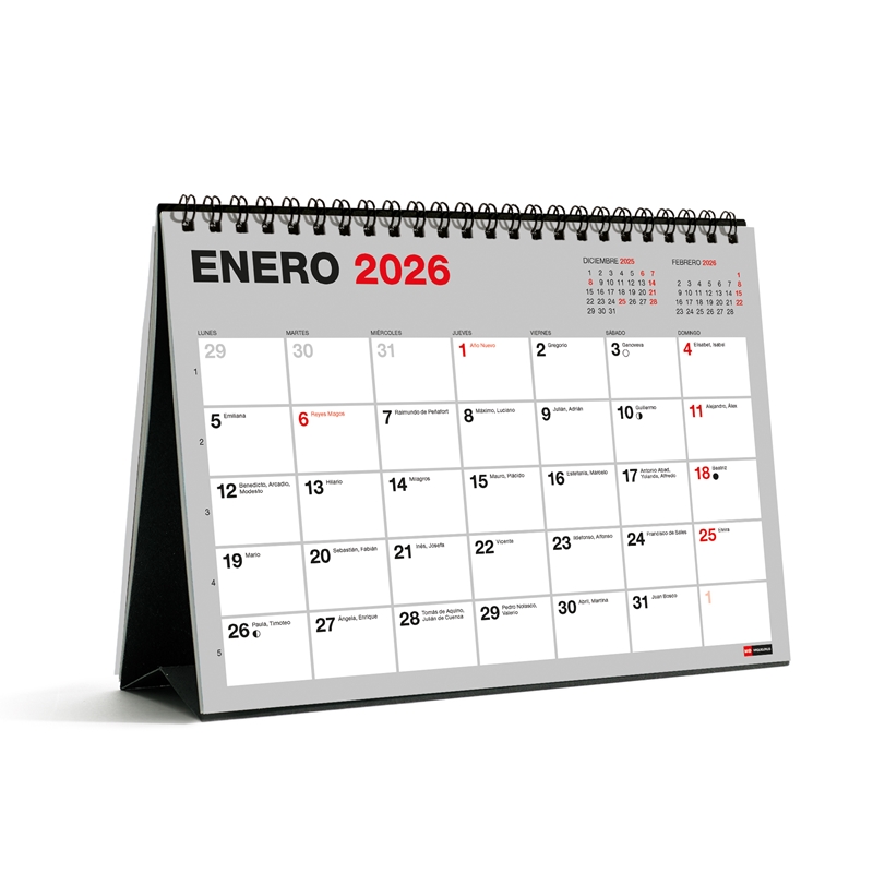 Calendario escolar de sobremesa 2025-2026 18 meses A5 para escribir Basic