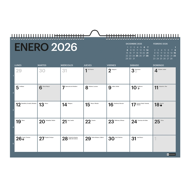 Calendario escolar de pared 2025-2026 18 meses A3 para escribir Chromat
