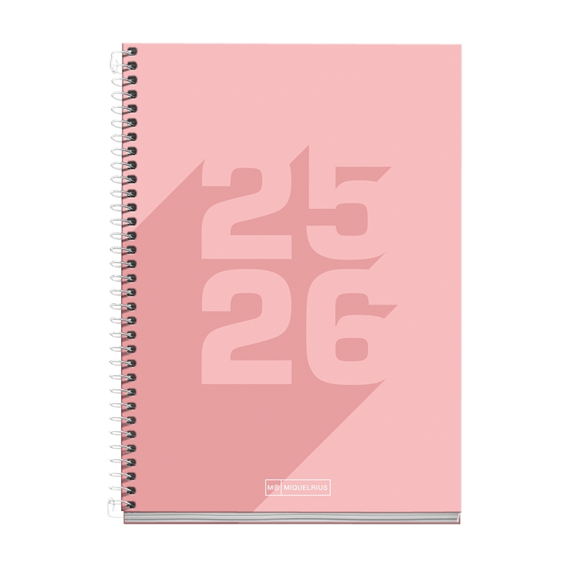 Agenda escolar 2025-2026 Miquelrius Plus día página Basic rosa
