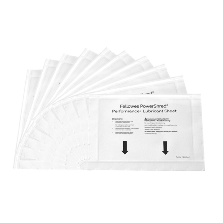 Paquete de 10 hojas lubricantes para destructora Fellowes