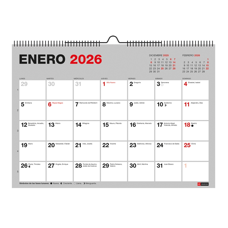 Calendario 2026 Miquelrius pared 21x15 para escribir Basic