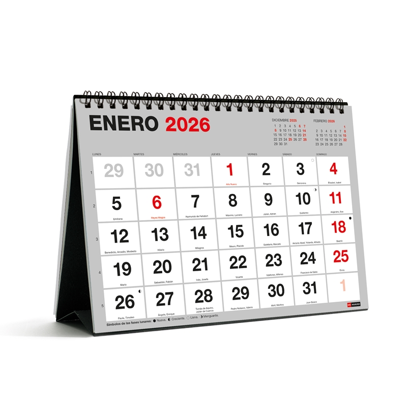 Calendario 2026 Miquelrius sobremesa A5 números grandes Basic