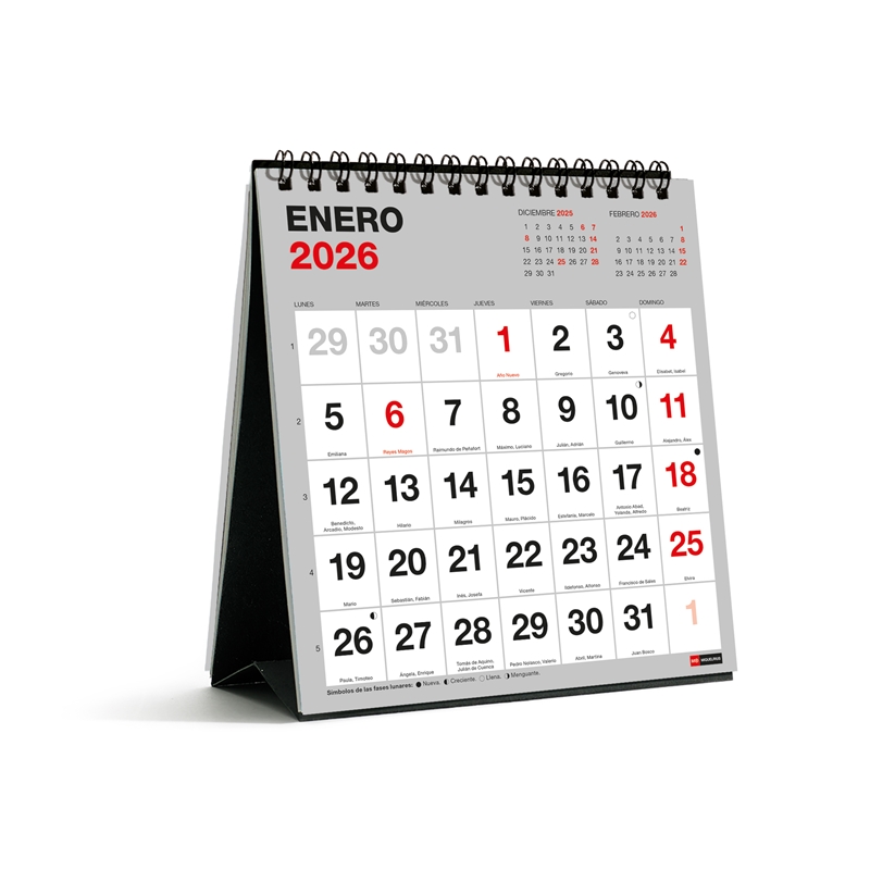 Calendario 2026 Miquelrius sobremesa 14x15 números grandes Basic