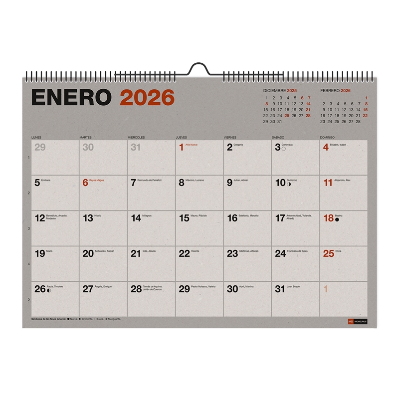 Calendario 2026 Miquelrius pared A3 recycled