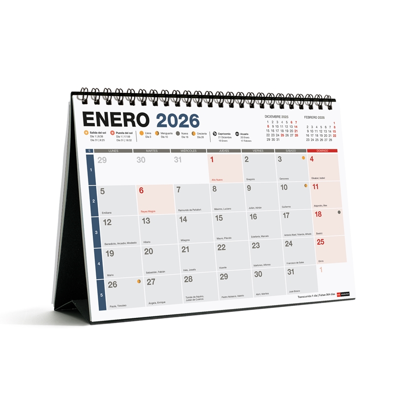 Calendario 2026 Miquelrius sobremesa A5 números grandes completo