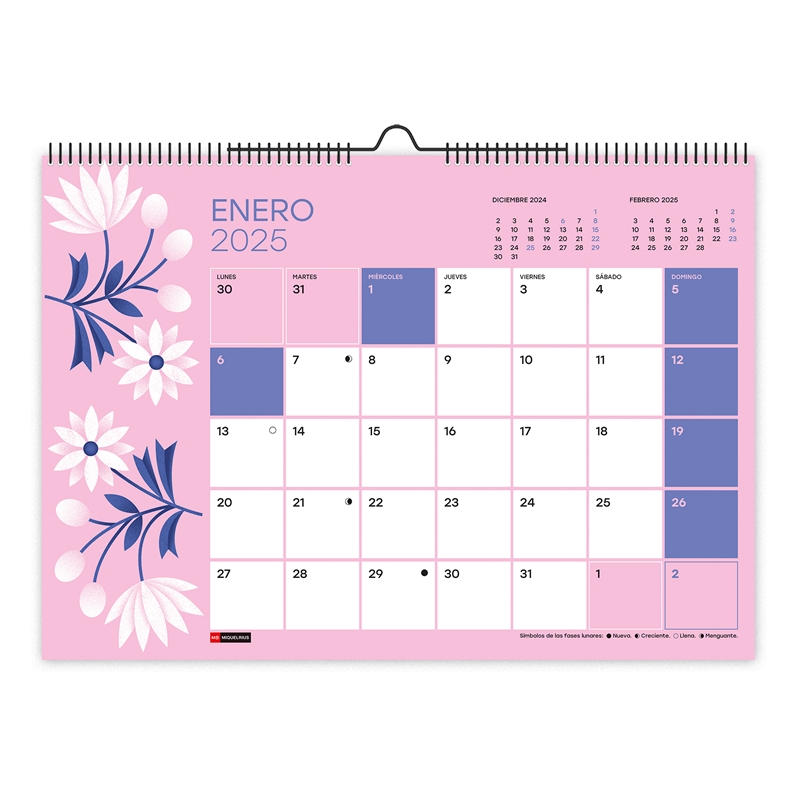 Calendario 2026 Miquelrius pared A3 flores