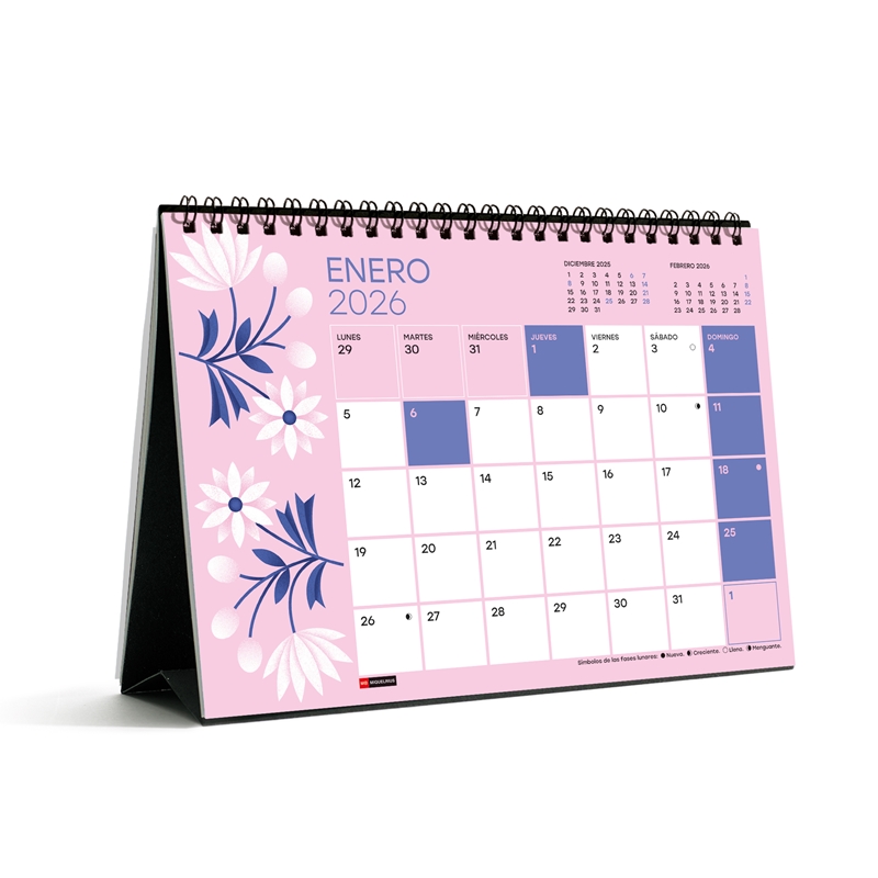 Calendario 2026 Miquelrius sobremesa A5 flores