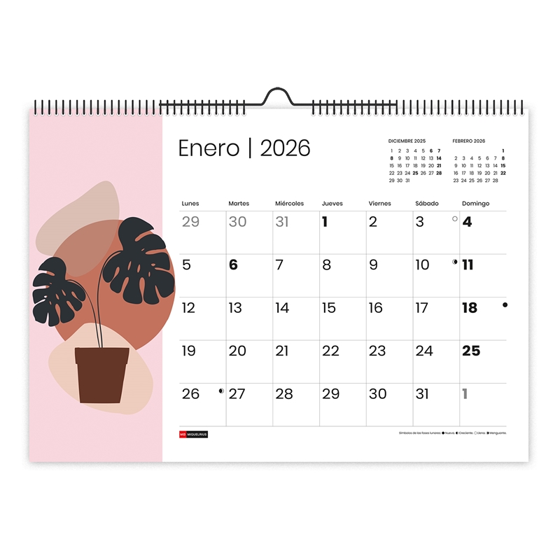 Calendario 2026 Miquelrius pared A3 abstract
