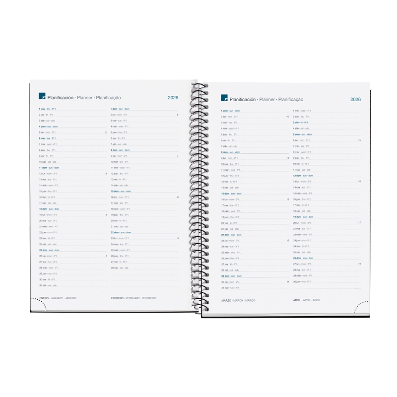 Agenda 2026 Miquelrius espiral Plus día página Calm grafito 3 Agenda 2026 Miquelrius espiral Plus día página Calm grafito