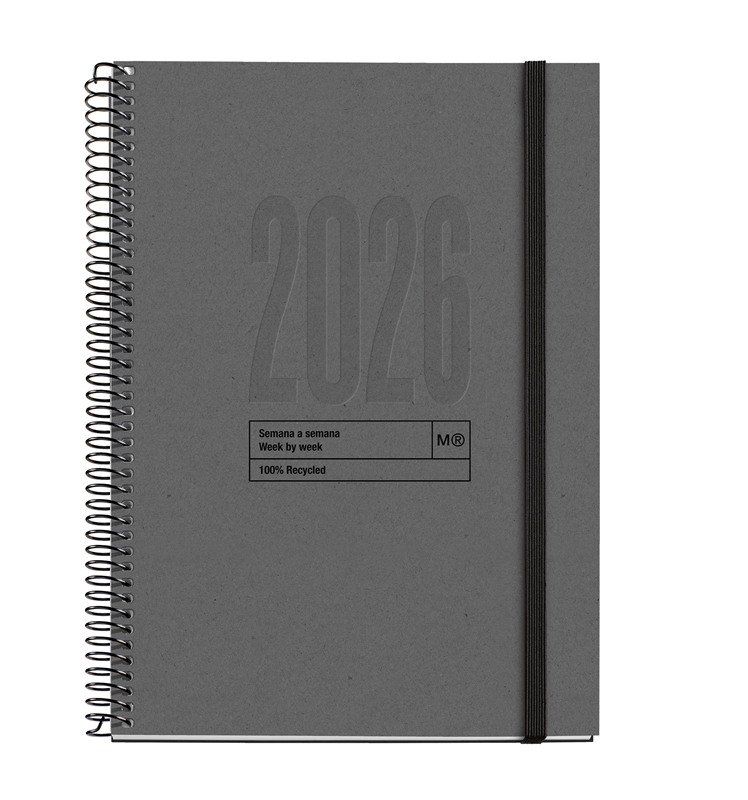 Agenda 2026 Miquelrius espiral Plus semana vista recycled grafito