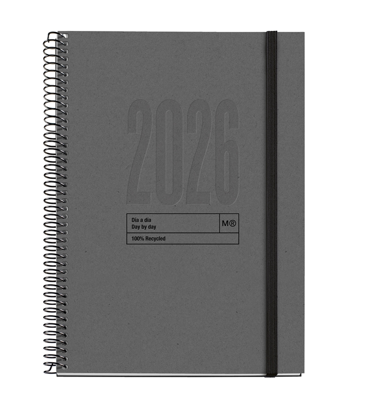 Agenda 2026 Miquelrius espiral Plus día página recycled grafito