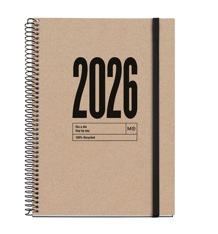 Agenda 2026 Miquelrius espiral Plus día página recycled natural