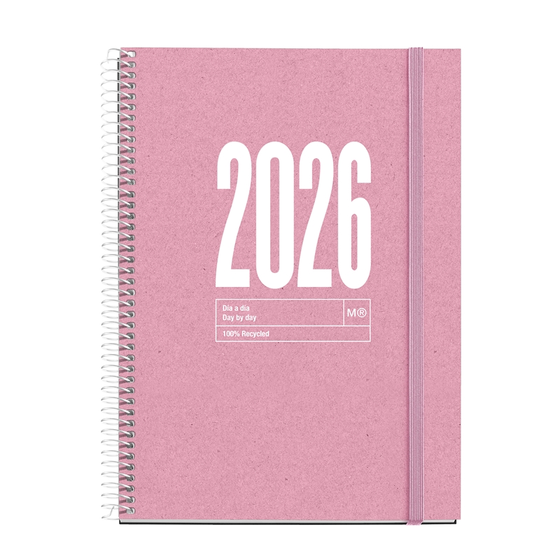 Agenda 2026 Miquelrius espiral Plus día página recycled rosa