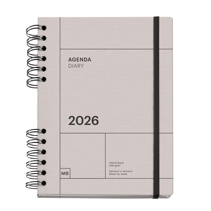 Agenda 2026 Miquelrius Plus wire-o semana vista gris Basics