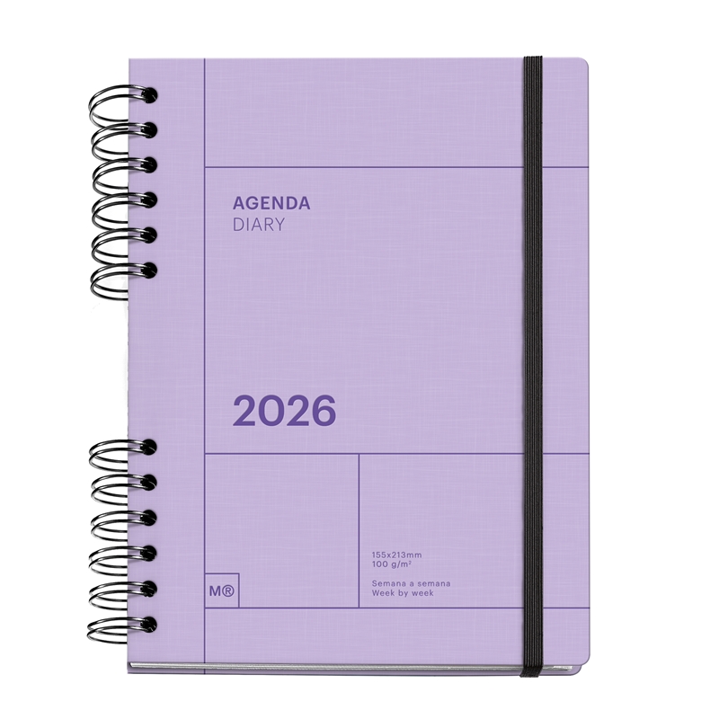 Agenda 2026 Miquelrius Plus wire-o semana vista malva Basics