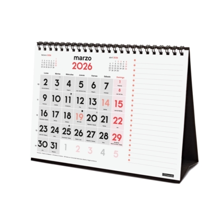 Calendario 2026 Finocam sobremesa números grandes y notas S