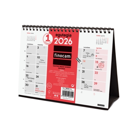 Calendario 2026 Finocam sobremesa con espacio para escribir S euskera