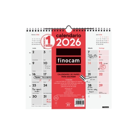Calendario 2026 Finocam pared con espacio para escribir M