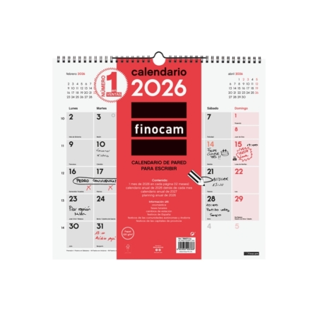 Calendario 2026 Finocam pared con espacio para escribir L