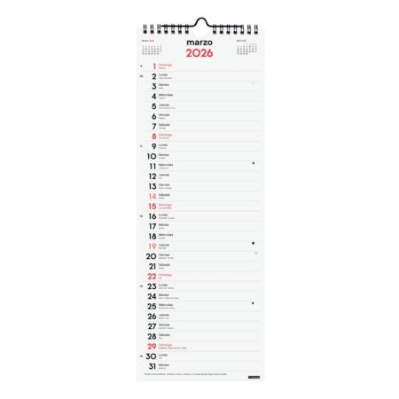 Calendario 2026 Finocam pared con espacio para escribir largo L