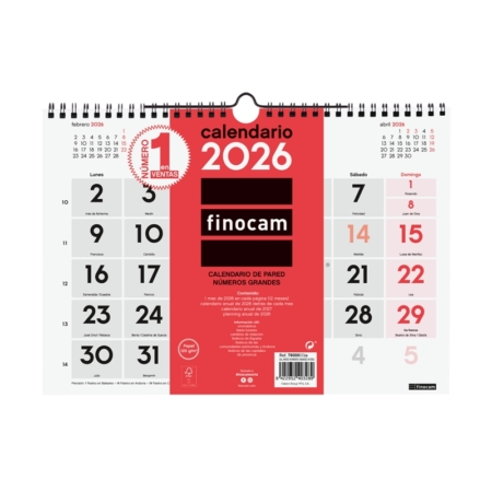 Calendario 2026 Finocam pared números grandes M