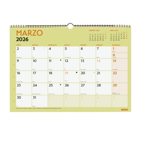 Calendario 2026 Finocam pared Grafik con espacio para escribir A3